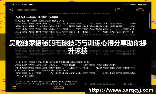 吴敏独家揭秘羽毛球技巧与训练心得分享助你提升球技