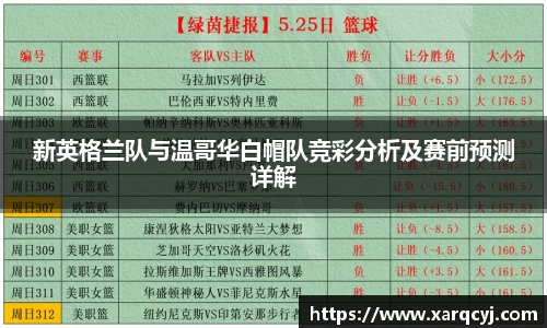 新英格兰队与温哥华白帽队竞彩分析及赛前预测详解