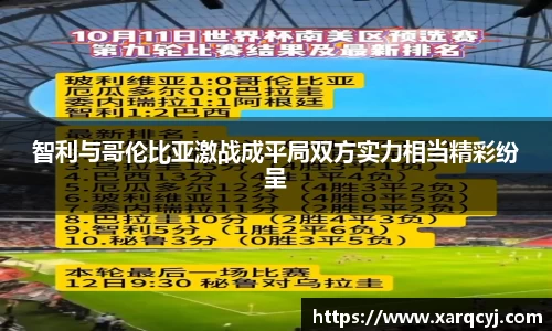 智利与哥伦比亚激战成平局双方实力相当精彩纷呈